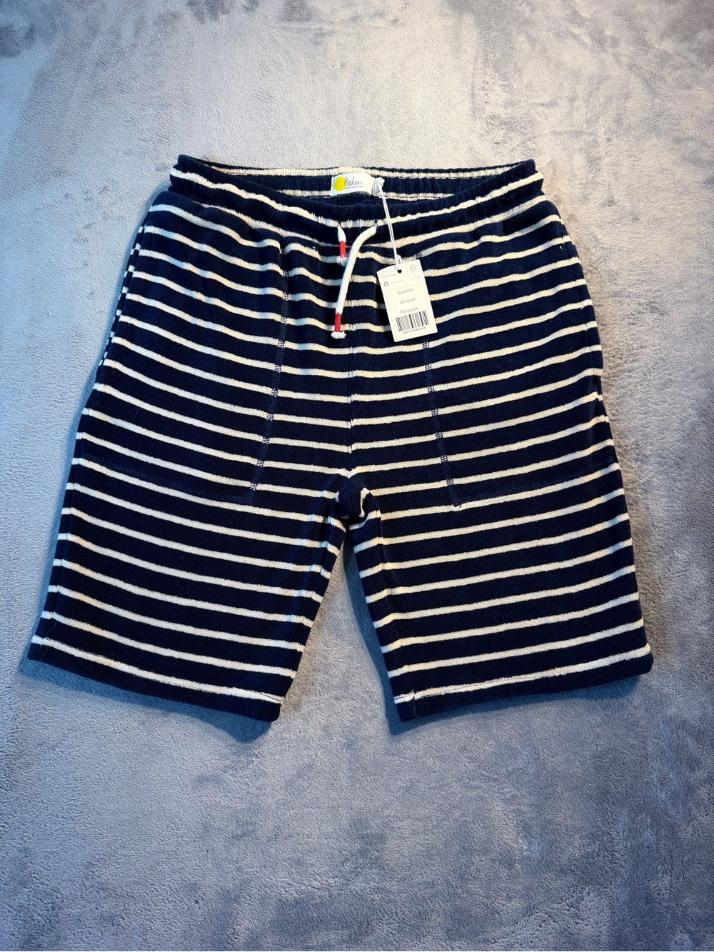 Boden Navy and White Striped Kids Shorts